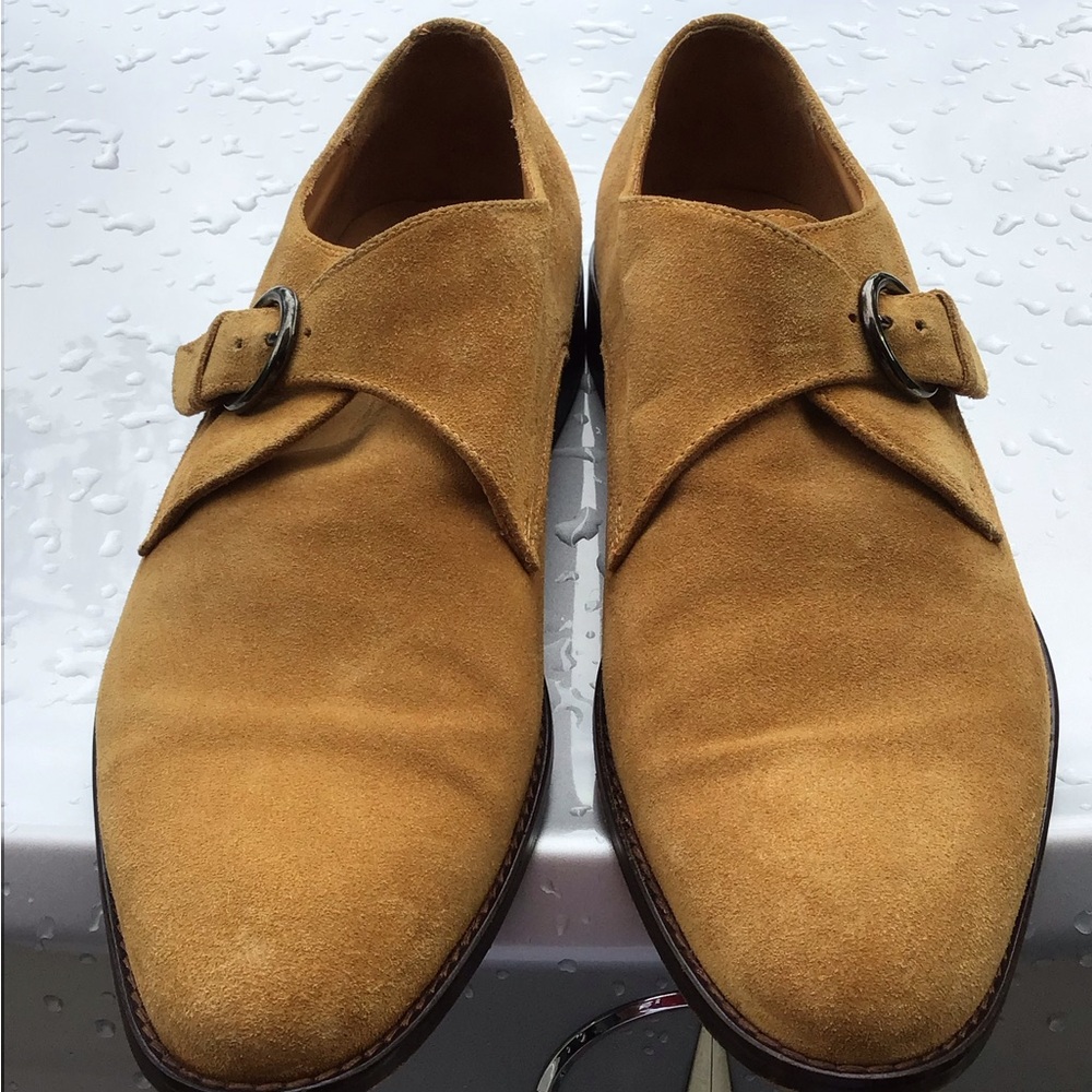 PAUL FREDRICK Suede Monk Strap Oxfords
